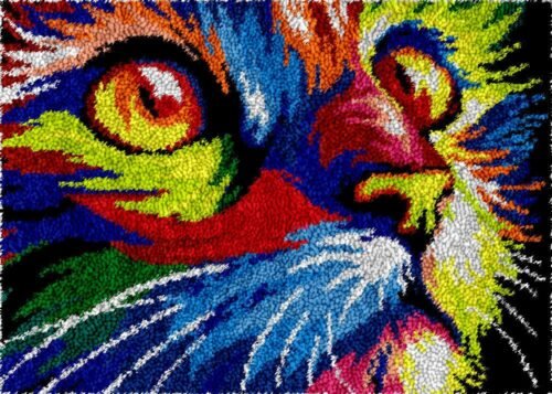 Rainbow Cat Portrait - Latch Hook Rug Kit