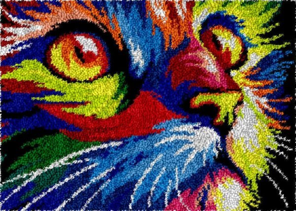 Rainbow Cat Portrait - Latch Hook Rug Kit