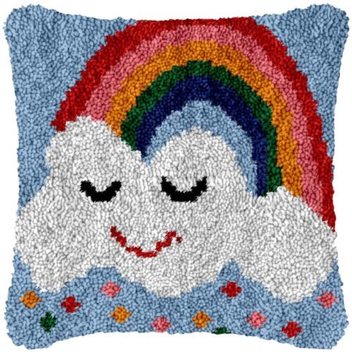 Rainbow Rain - Latch Hook Pillow Kit