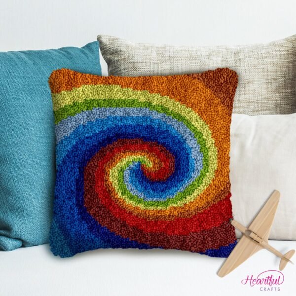 Rainbow Swirl - Latch Hook Pillow Kit