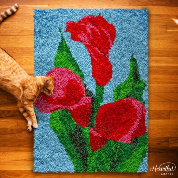 Red Calla Lily - Latch Hook Rug Kit