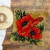 Red Carnations - Latch Hook Pillow Kit
