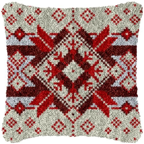 Red Diamonds - Latch Hook Pillow Kit