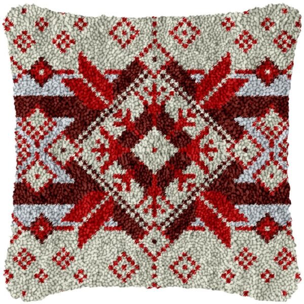 Red Diamonds - Latch Hook Pillow Kit