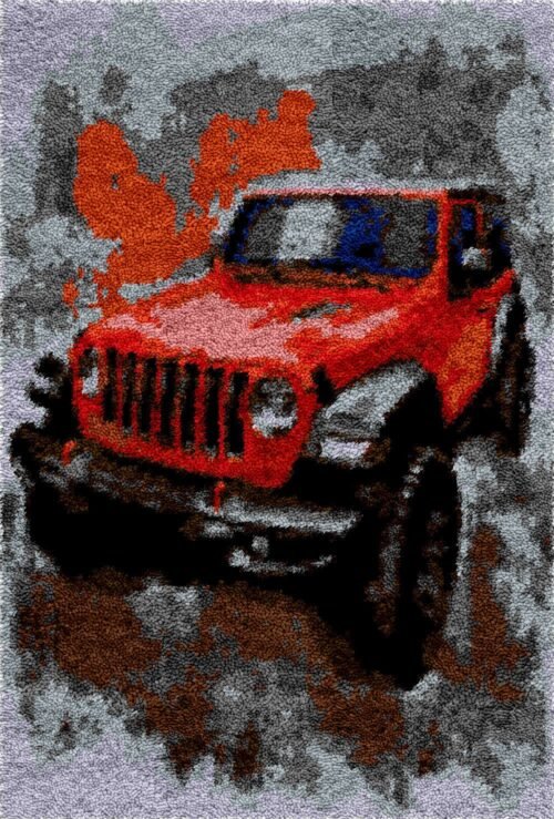Red Jeep - Latch Hook Rug Kit