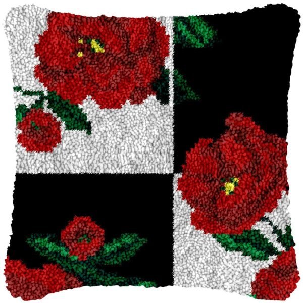Red Poppies - Latch Hook Pillow Kit