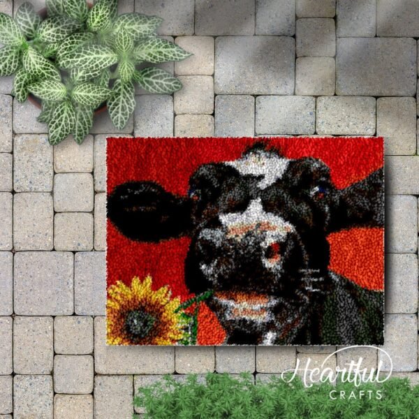 Romantic Cow - Latch Hook Rug Kit
