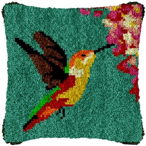 Rufous Hummingbird - Latch Hook Pillow Kit