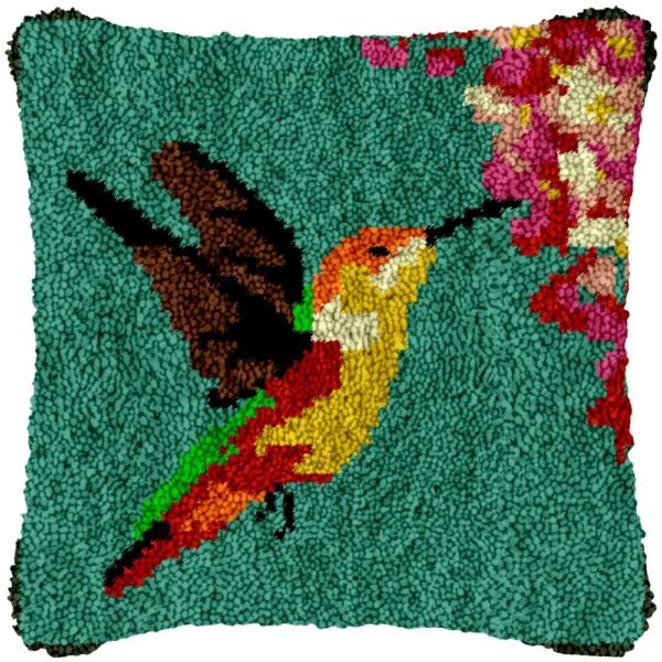 Rufous Hummingbird - Latch Hook Pillow Kit