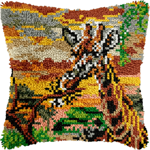 Safari Sunset Giraffe - Latch Hook Pillowcase Kit