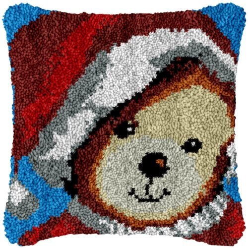 Santa Bear - Latch Hook Pillow Kit