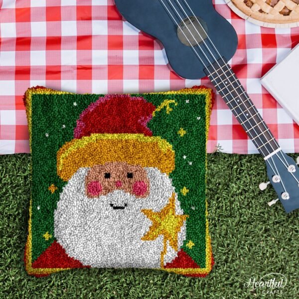 Santa with Wand - Latch Hook Pillow Kit