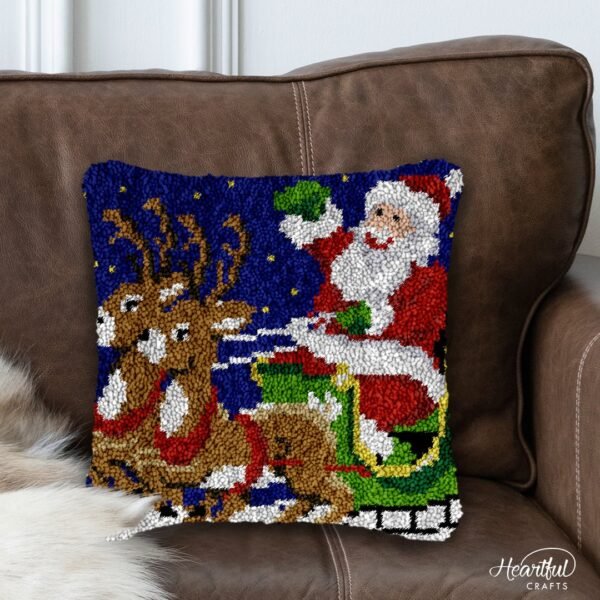 Santa's Sleigh - Latch Hook Pillow Kit