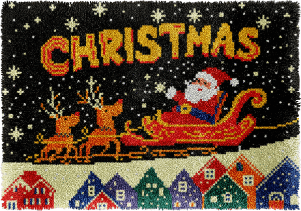 Santa's Sleigh Ride - Latch Hook Rug kit