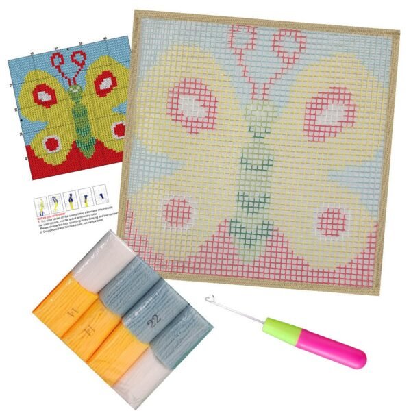 Simple Butterfly - Latch Hook Kit for Kids