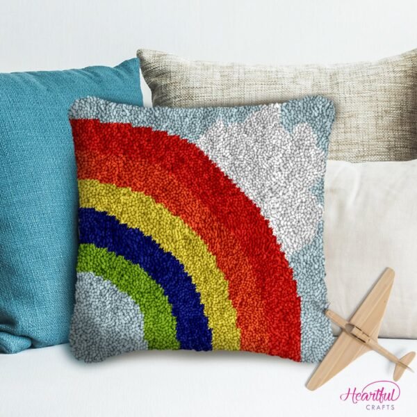 Simple Rainbow and Clouds - Latch Hook Pillow Kit