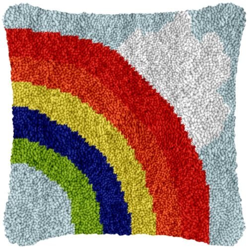 Simple Rainbow and Clouds - Latch Hook Pillow Kit