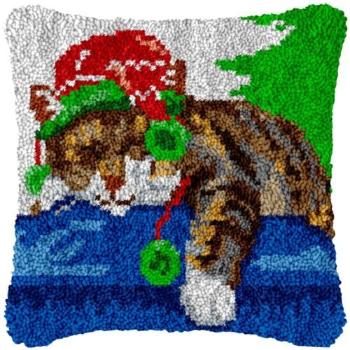 Sleepy Kitty - Latch Hook Pillow Kit