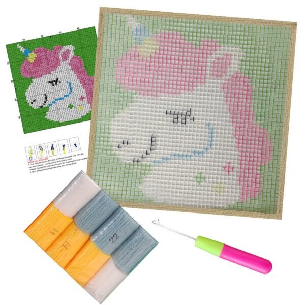 Smiling Unicorn - Latch Hook Kit for Kids