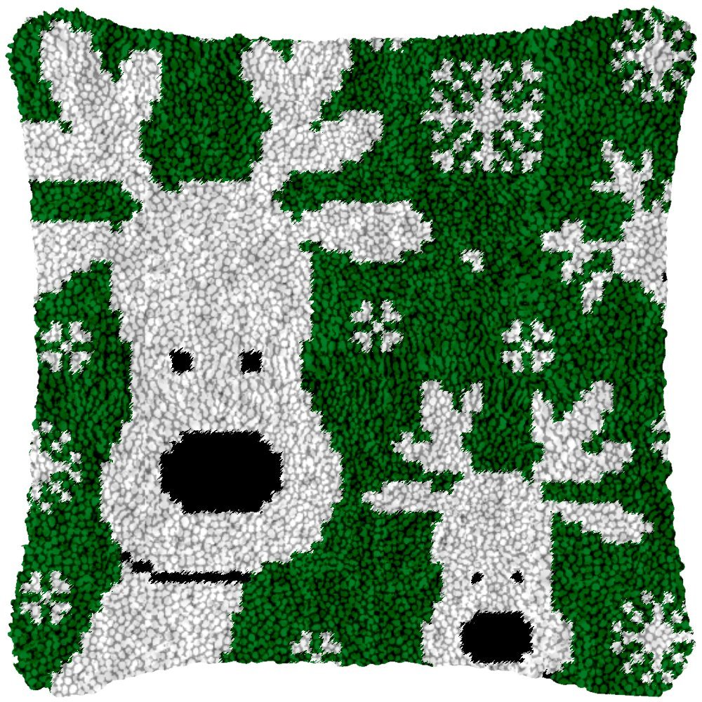 Snowflake Moose - Latch Hook Pillow Kit