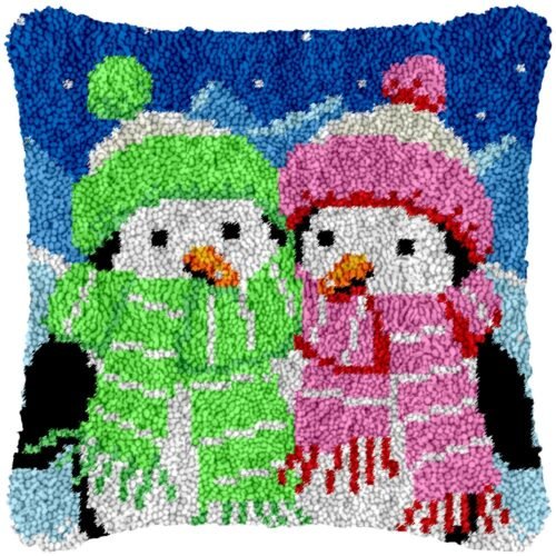 Snuggle Up Penguins - Latch Hook Pillow Kit