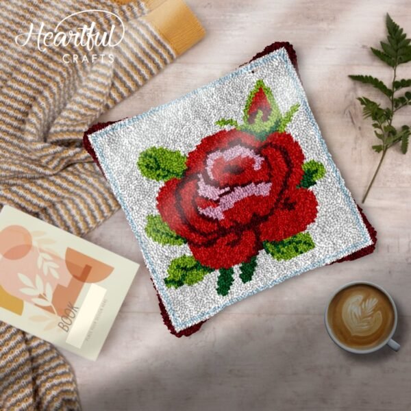 Solitary Rose - Latch Hook Pillow Kit