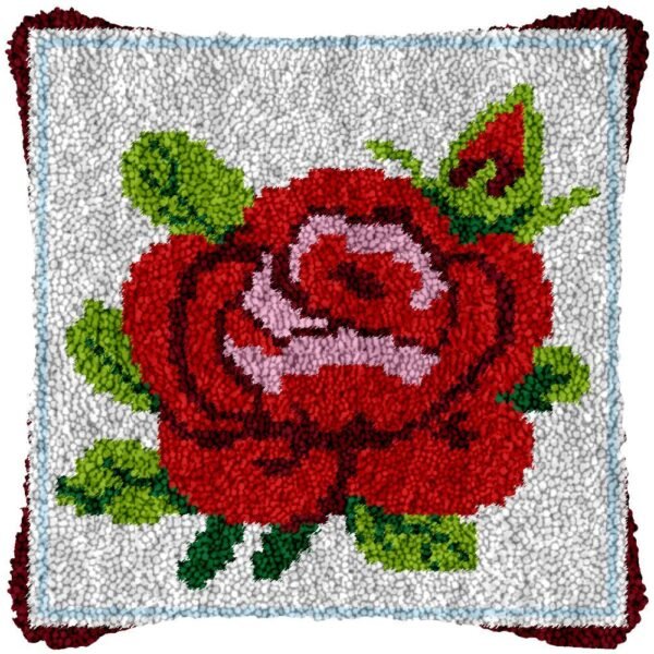 Solitary Rose - Latch Hook Pillow Kit