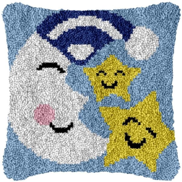 Stars and Moon - Latch Hook Pillow Kit