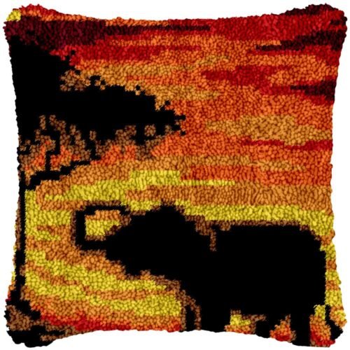 Sunset Elephant - Latch Hook Pillow Kit