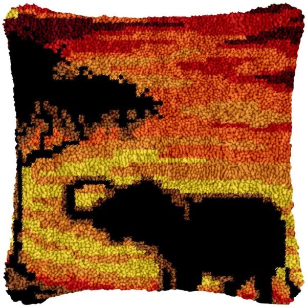 Sunset Elephant - Latch Hook Pillow Kit