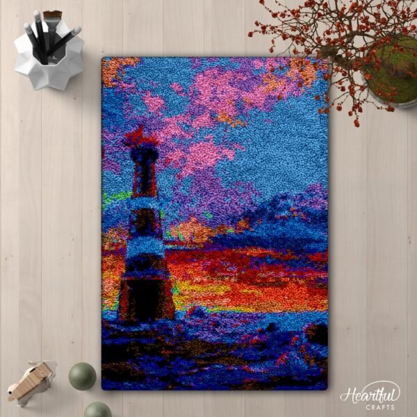 Sunset Lighthouse - Latch Hook Rug Kit