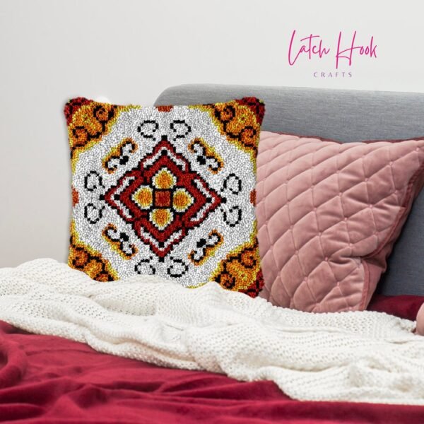 Tan Quadrants - Latch Hook Pillow Kit