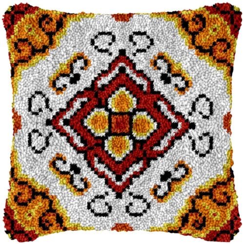 Tan Quadrants - Latch Hook Pillow Kit