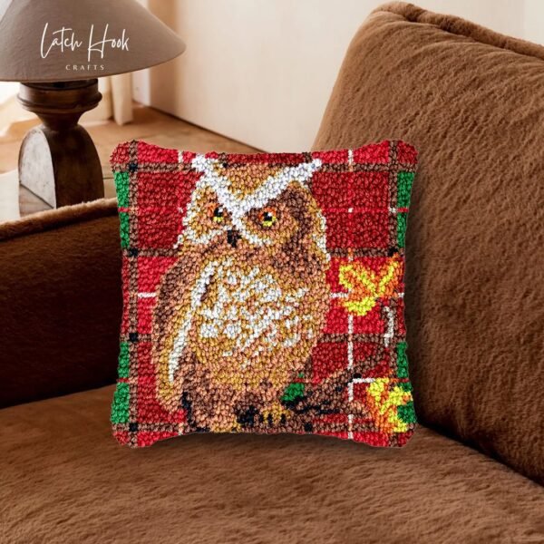 Thoughtful Owl - Latch Hook Pillow Kit