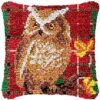 Thoughtful Owl - Latch Hook Pillow Kit