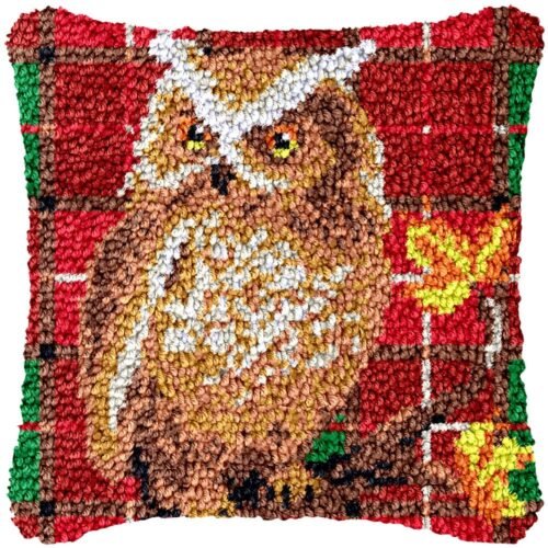 Thoughtful Owl - Latch Hook Pillow Kit