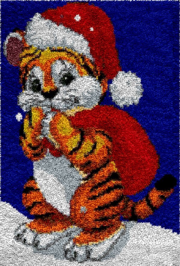 Tiny Tiger Santa - Latch Hook Rug Kit