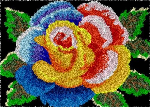 Tricolor Flower - Latch Hook Rug Kit