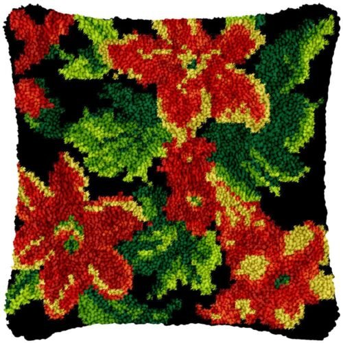 Trio of Poppies - Latch Hook Pillow Kit