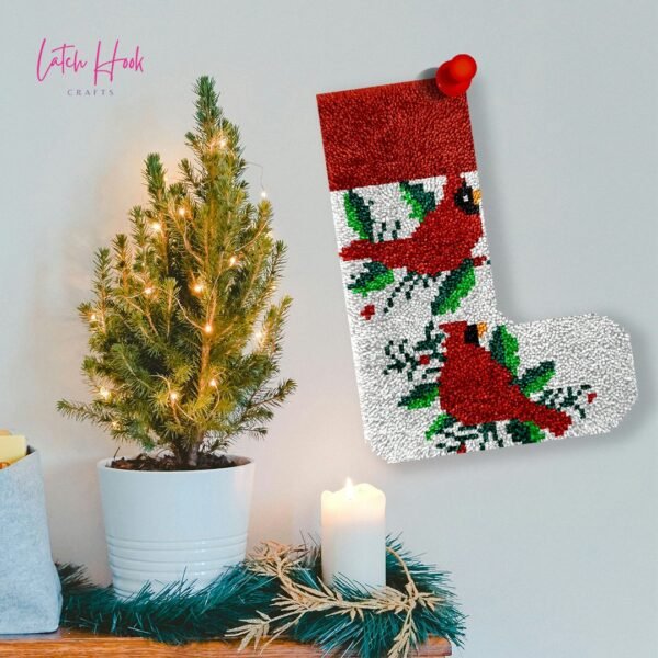 Twin Cardinals - Latch Hook Stockings Kit