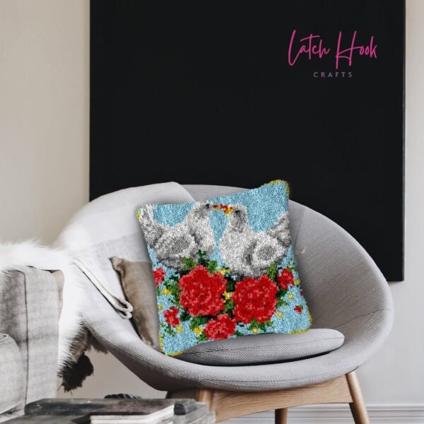 Wedding Birds - Latch Hook Pillow Kit
