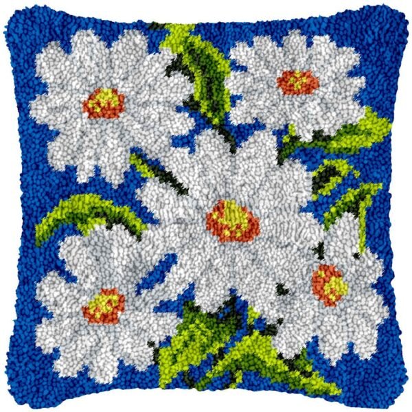 White Bouquet - Latch Hook Pillow Kit