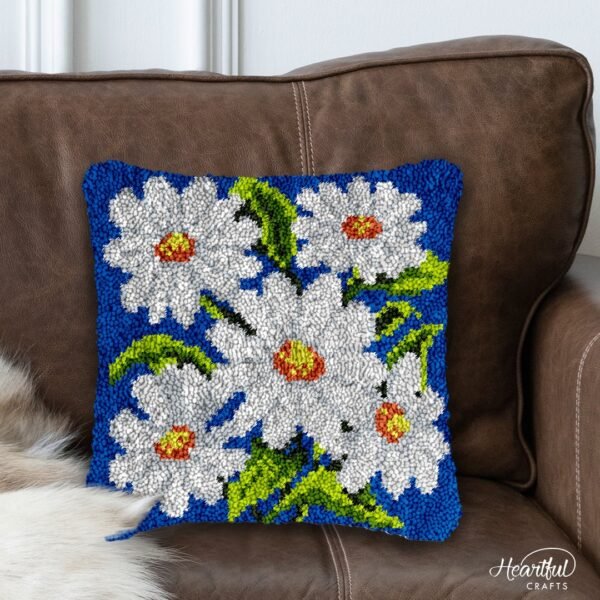 White Bouquet - Latch Hook Pillow Kit