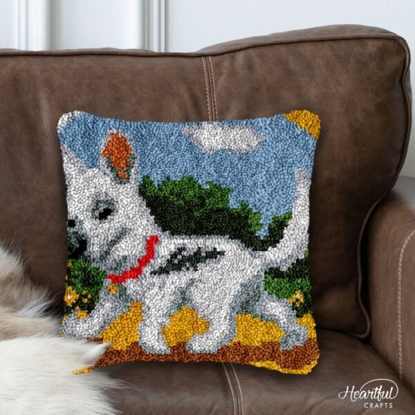 White Swiss Shepherd - Latch Hook Pillow Kit