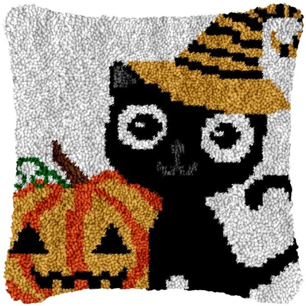 Witch Cat - Latch Hook Pillow Kit
