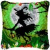 Witch on Broom - Latch Hook Pillow Kit