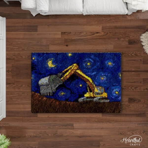Yellow Bulldozer - Latch Hook Rug Kit