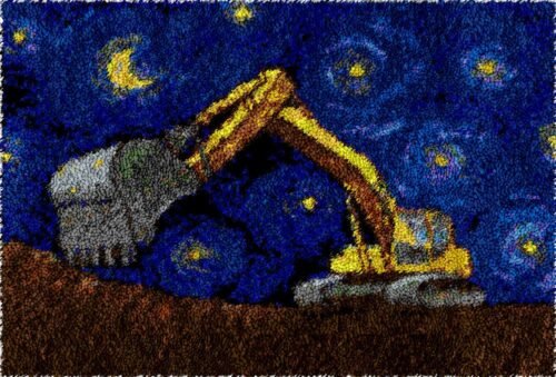 Yellow Bulldozer - Latch Hook Rug Kit